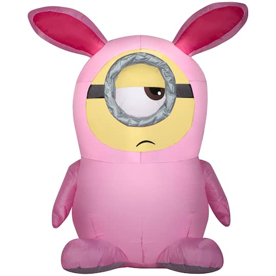 3.5ft. Airblown&#xAE; Inflatable Easter Stuart in Pink Bunny Suit